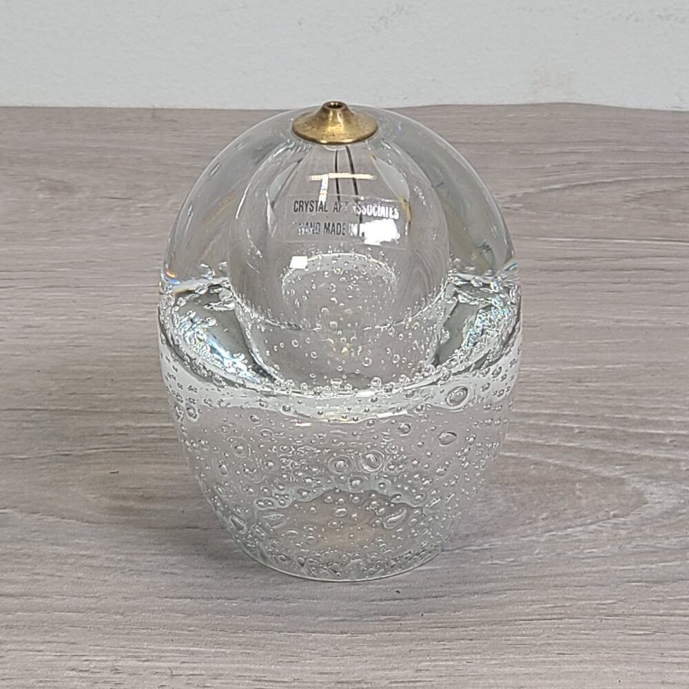 Crystal Clear Handmade Art Glass Oil Lamp Or Paperweight Bubble Made in Poland